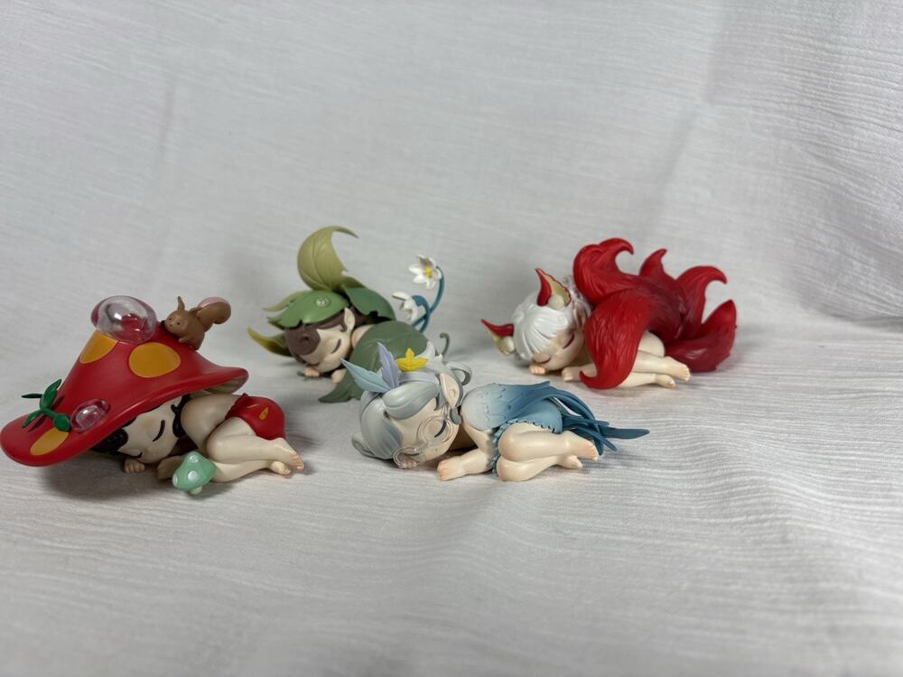 POP MART PUCKY Sleeping Fairy Series Lot of 4 Figures Mushroom Fox Fairy